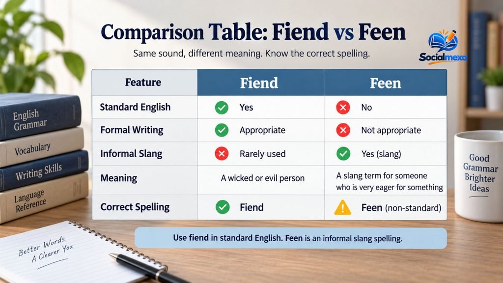 Comparison Table Fiend vs Feen